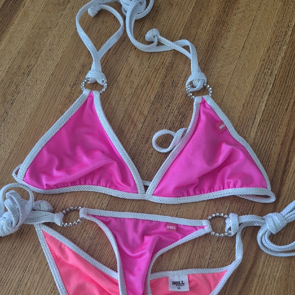 Dollcake Pink and White String Bikini Swimwear
